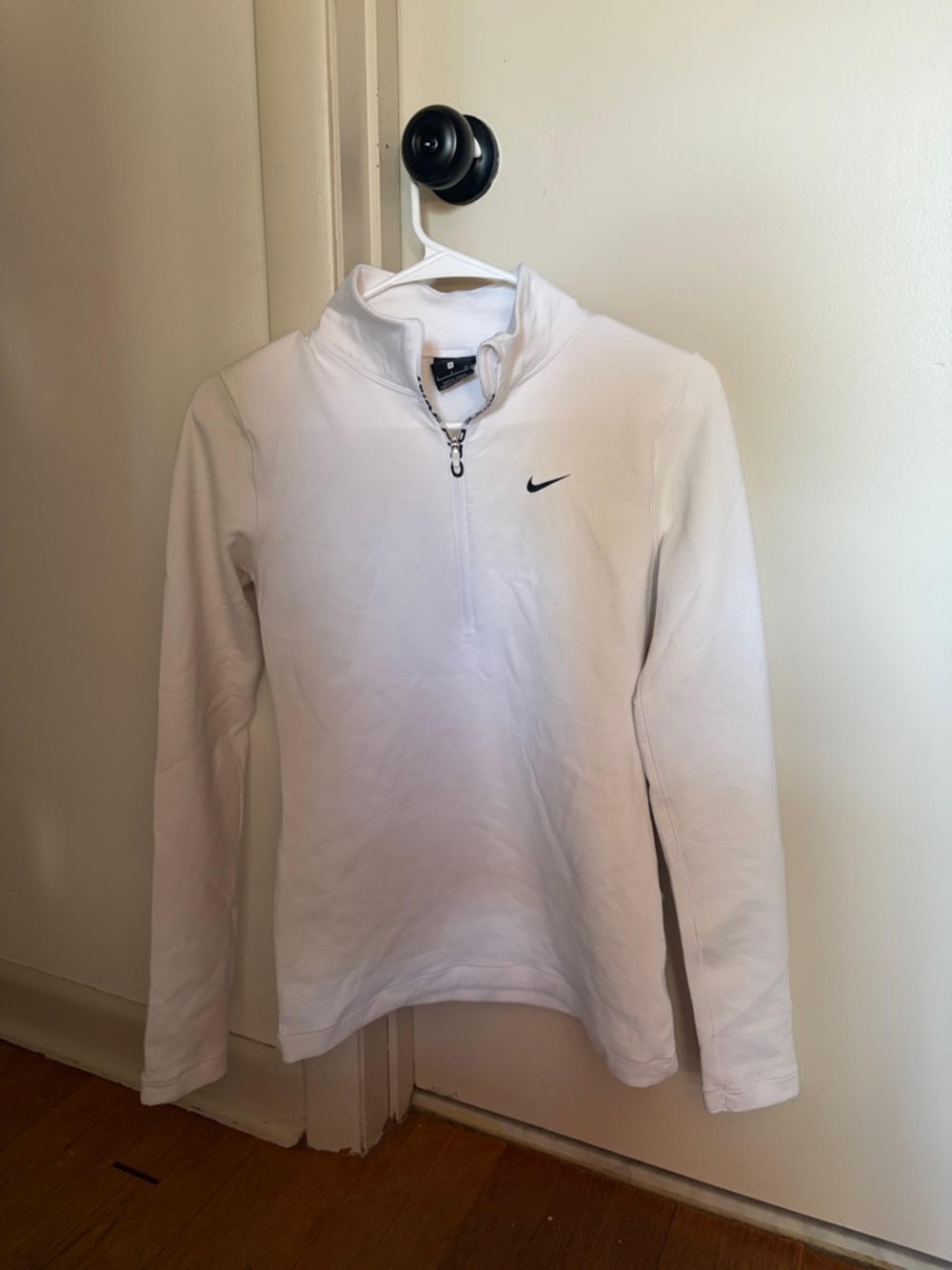 Nike White Half-Zip Pullover with Black Swoosh